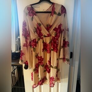 Pinkblush Maternity Floral Wrap Dress with Pink and Green Hues